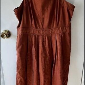 Universal Thread Orange Pleated Midi Dress Scoop Neck